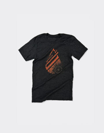Christian shirt displaying a modern blood drop graphic