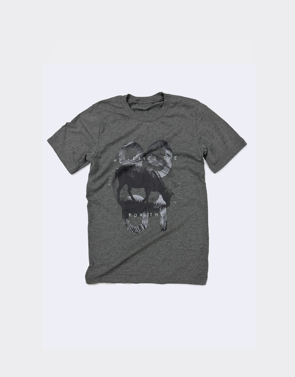 Christian shirt displaying a sheep and the phrase "He leaves the 99 for the 01"