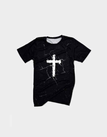 Faith-based Christian shirt of a cross made of light breaking through the darkness