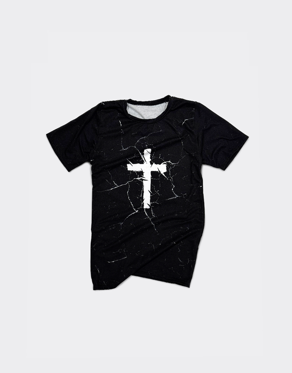 Faith-based Christian shirt of a cross made of light breaking through the darkness