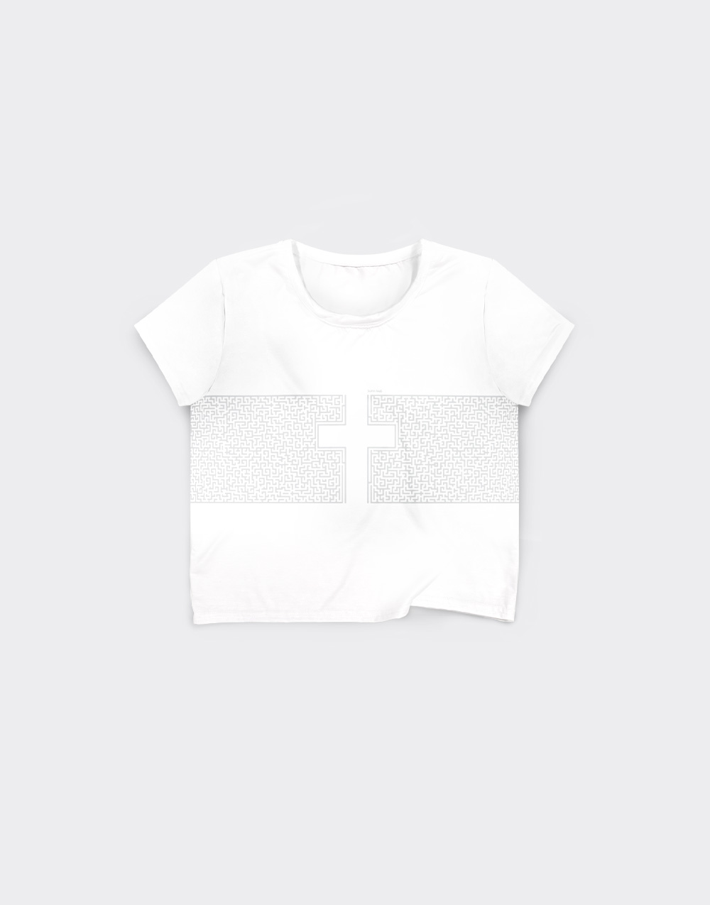 Faith-based Christian crop tee of a cross leading through a maze
